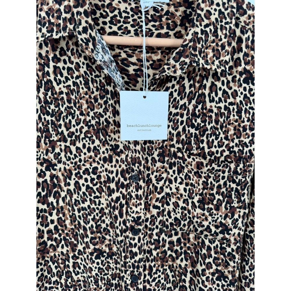 Beach Lunch Lounge Top Womens L Leopard Animal Print Casual Relaxed Art - Picture 8 of 9